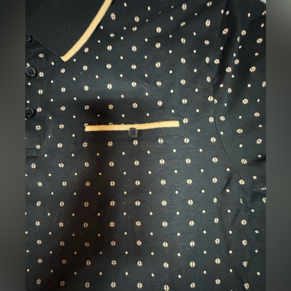 Guess Black Tan Ria Geometric Polo | GUESS Shirt - Picture 9 of 11